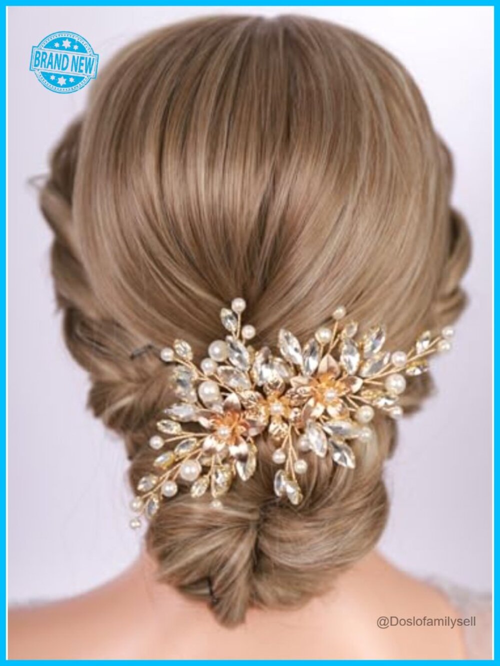 Gold Flower Hair Clip Pearl Bridal Wedding Side Headpiece